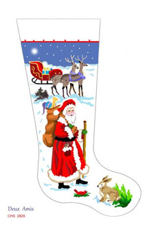 CHS2829 SL2829 Father Christmas And Sleigh Stocking 18" x 8" 13 Mesh Deux Amis