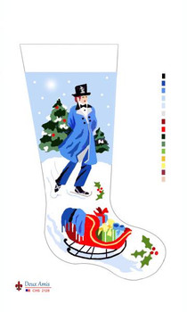 CHS2128 SL2128 Victorian Father Skating Stocking 18" x 8" 13 Mesh Deux Amis