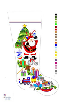 CHS2002 Santa And Boy Toys Stocking 23" x 10" 13 Mesh Deux Amis