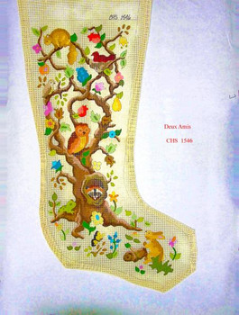 CHS1546 Lil Raccoon Tree Stocking 23" x 10" 13 Mesh Deux Amis