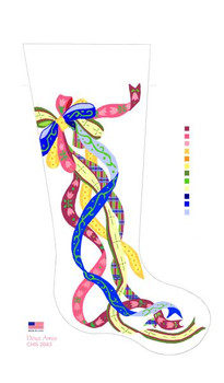 CHS2043 Victorian Ribbons Stocking 23" x 10" 18 Mesh Deux Amis