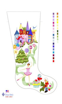 CHS2431 Sugar Plum Fairy Stocking 23" x  10" 13 Mesh Deux Amis