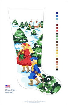 CHS2045 Bringing The Tree Home Stocking 23" x 10" 13 Mesh Deux Amis