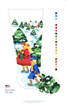 CHS2045 Bringing The Tree Home Stocking 23" x 10" 18 Mesh Deux Amis