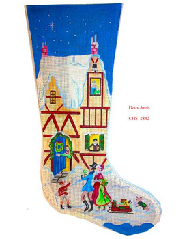 CHS2842 Home For The Holiday Stocking 23" x 10" 13 Mesh Deux Amis