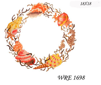 WRE1698 Shells / Seahorse Wreath 18" Diameter CHRISTMAS WREATH 13 Mesh  Deux Amis 