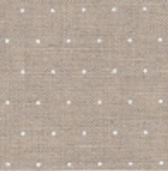 32811399 Linen w/White mini dots; Linen - Cashel - Petit Points; 28ct; 100% Linen; Width 55"; DMC 648