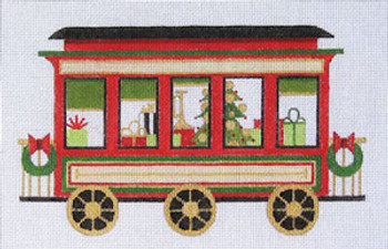 HO443 Raymond Crawford Designs CHRISTMAS PASSENGER TRAIN CAR  5 x 8, 18 Mesh