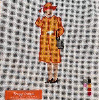 FD15A HM Elizabeth Waves in Orange  7.75” x 3.5” on 13 Mesh Froopy Designs