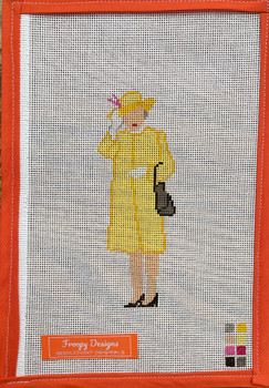 FD10 HM Elizabeth Waves in Yellow 7.75” x 3.5” on 13 Mesh Froopy Designs