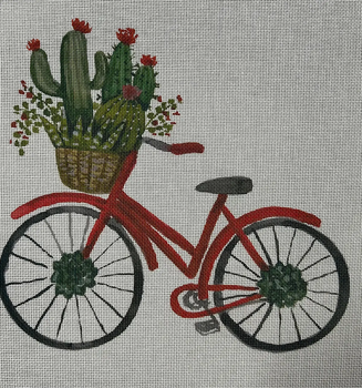 ECT829B Bicycle w/basket of Cacti 18 Mesh Ellen Crimi-Trent
