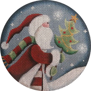 1045a Folk Santa 4" Round 18 Mesh Rebecca Wood Designs!