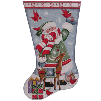 1399a Cardinal snowman 11 x 19 18 Mesh Rebecca Wood Designs!