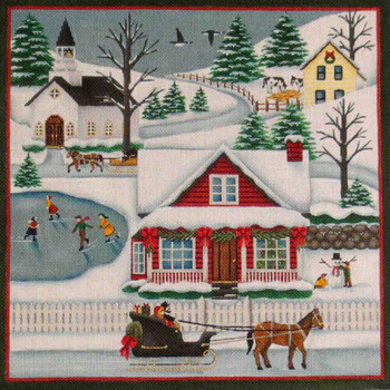 430a Winter scene 13" x 13" 18 Mesh Rebecca Wood Designs!