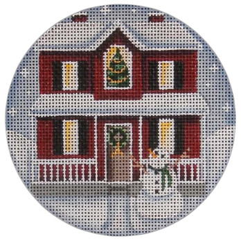 1050a Red Christmas House 4" 13 Mesh Rebecca Wood Designs!