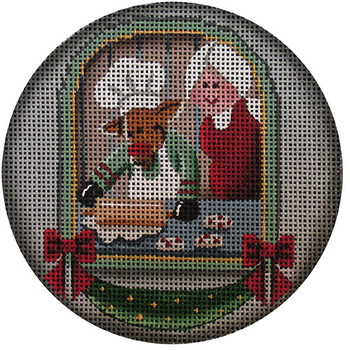 1054f Christmas Cookies Reindeer 4" Round 18 Mesh Rebecca Wood Designs!