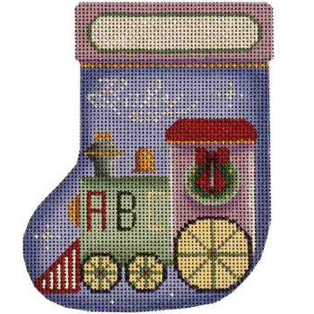 1006a Baby Train Stocking 3.75" x 4.75" 18 Mesh Rebecca Wood Designs!