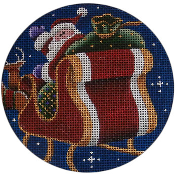 1051a Goodnight! Santa And Sleigh 4" Round 13 Mesh Rebecca Wood Designs!