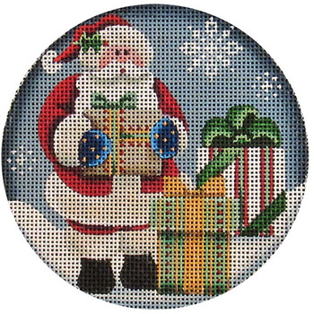 1054a All The Presents Santa 4" Round 18 Mesh Rebecca Wood Designs!