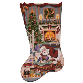 1394b Christmas By The Fire Boy  11" x 19" 18 Mesh Rebecca Wood Designs!