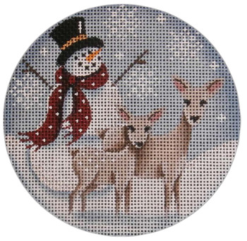 1050e Snowman And  Deer 4" Round 13 Mesh Rebecca Wood Designs!