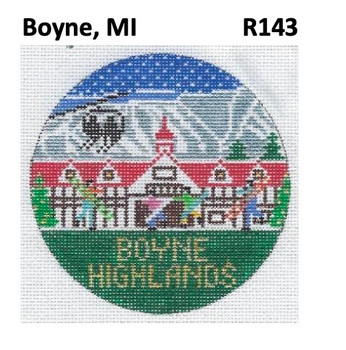 Boyne Highlands, MI 4.25 x 4.25 18 Mesh Doolittle Stitchery R143