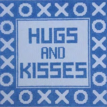 Copy of Pillow/Clutch Design  P110-B Hugs & Kisses  Blue 8.5 x 8.25 13 Mesh Doolittle Stitchery Designs