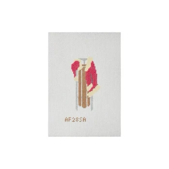 Sled Santa AF28SA: 4.25" x 2" 14 Mesh Anne Fisher Needlepoint, llc