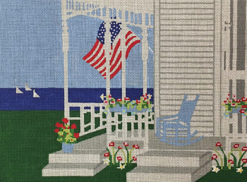 NL33 CAPE COD PORCH IN SUMMER 11′′ x 8.5′′ 18 Mesh With Stitch Guide SEA BREEZE BY J&J GRAPHICS