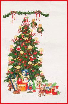 CS-173 Santa Tree - red ribbons 18 Mesh 23" TALL Strictly Christmas!