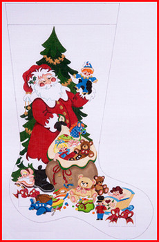 CS-265 Santa holding clown w/toy, toy bag Tree 18 Mesh 23" TALL Strictly Christmas!