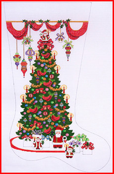 CS-143 Decorated tree, 4 Santas 18 Mesh 23" TALL Strictly Christmas!