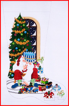 CS-222 Santa playing w/train tree w/tall window 18 Mesh 23" TALL Strictly Christmas!