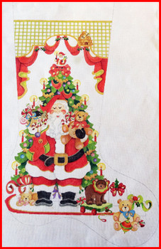 CS-252 Santa holding  bear stocking w/stuffed bears 18 Mesh Stocking 23" Tall Strictly Christmas!