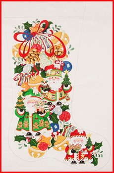CS-460 Jingle BellsSquatty Santas bakers 18 Mesh Stocking 23" Tall Strictly Christmas!