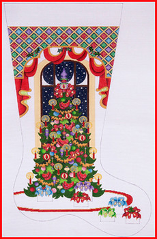 CS-399 Fancy tree w/diamond top 18 Mesh Stocking  23'Tall Strictly Christmas!