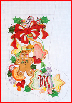 CS-1195 Gingerbread boy w/cookies & candy 18 Mesh Stocking MID-SIZE 18" tall Strictly Christmas!