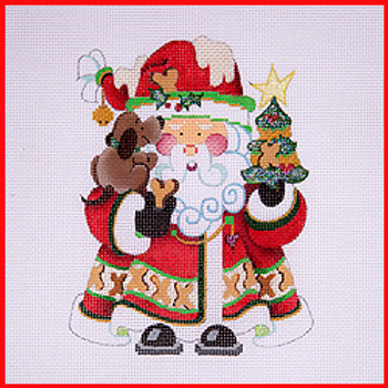 COSA-36 Tree & puppy - red coat w/dog bones 5 1/2" to 6" tall 18 Mesh SQUATTY SANTA Strictly Christmas