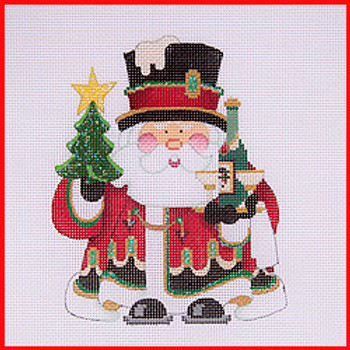 COSA-42 Tree, top hat & bottle of wine - red & black coat w/jewels - Wine Santa 5 1/2" to 6" tall 18 Mesh SQUATTY SANTA Strictly Christmas