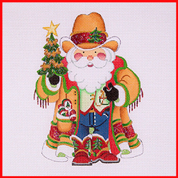 COSA-61 Tree, cowboy hat, boots & duster coat 5 1/2" to 6" tall 18 Mesh SQUATTY SANTA Strictly Christmas