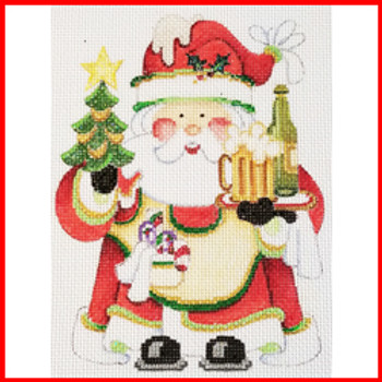 COSA-81 Tree & beer tray - red coat - Beer Santa 5 1/2" to 6" tall 18 Mesh SQUATTY SANTA Strictly Christmas