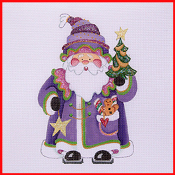 COSA-06 Tree, star & candy - lavender coat 6" to 7 1/2" tall18 Mesh SQUATTY SANTA Strictly Christmas