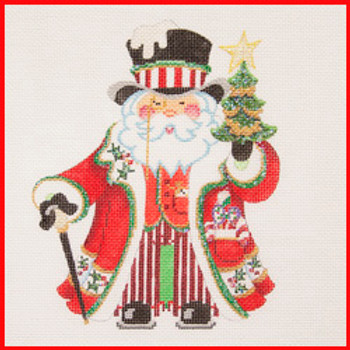 COSA-80 Tree and walking stick - red coat - Dapper Santa" to 7 1/2" tall 18 Mesh SQUATTY SANTA Strictly Christmas