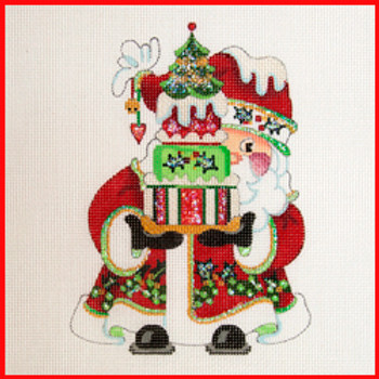 COCS-01 Christmas cake 6 1/4" x 6 1/2" 18 Mesh CELEBRATING SANTA Strictly Christmas