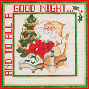 CHP-04 To All a Goodnight - Santa asleep in chair 8 1/2" x 8 1/2" 13 Mesh Strictly Christmas