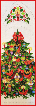 Triptych Set SCTR-01A Santa 12" x 6"; SCTR01B  Ms. Claus 12" x 6;  SCTR01C  Christmas Tree 15" x 6" 18 Mesh TRIPTYCH Strictly Christmas