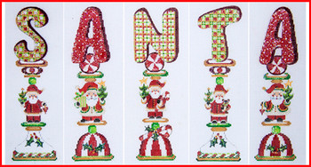 SP-01 Letter S 6 1/2" x 2 1/4" 18 Mesh Far Left Canvas Only SANTA SPINDLE Strictly Christmas