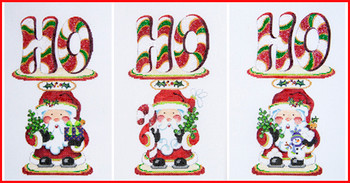 SP-08 Spindle w/word HO over larger Santa 8" x 4 1/2 18 Mesh Middle Canvas Only SANTA HO-HO-HO SPINDLE Strictly Christmas