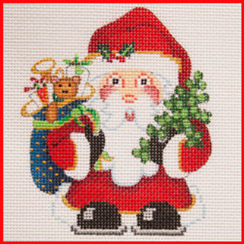 CORS-06 Santa holding a bag of toys & a tree 4 1/4" X 3 1/2" 18 Mesh Strictly Christmas