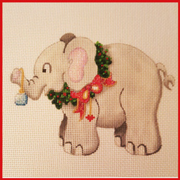 COAN-08 Elephant w/blanket trappings & holly garland 4" x 5 1/4" 18 Mesh Strictly Christmas